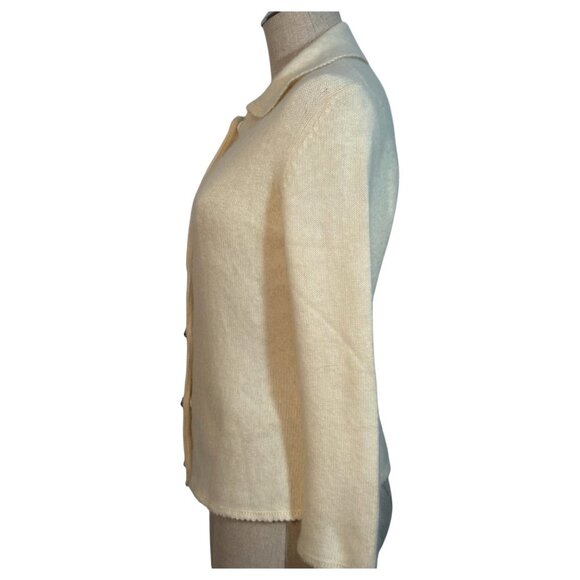 Ann Taylor Ivory Angora Blend Cardigan Sweater Button Front Size Medium Women - Picture 4 of 9